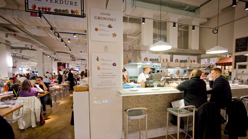 A scene inside Eataly Flatirons in New York City, New York