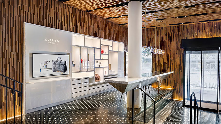 A view of the interior of Intersect by Lexus in New York City