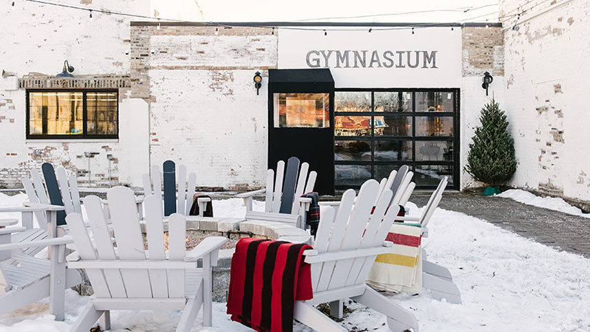 The outdoor patio at Park & Field in Chicago, Illinois