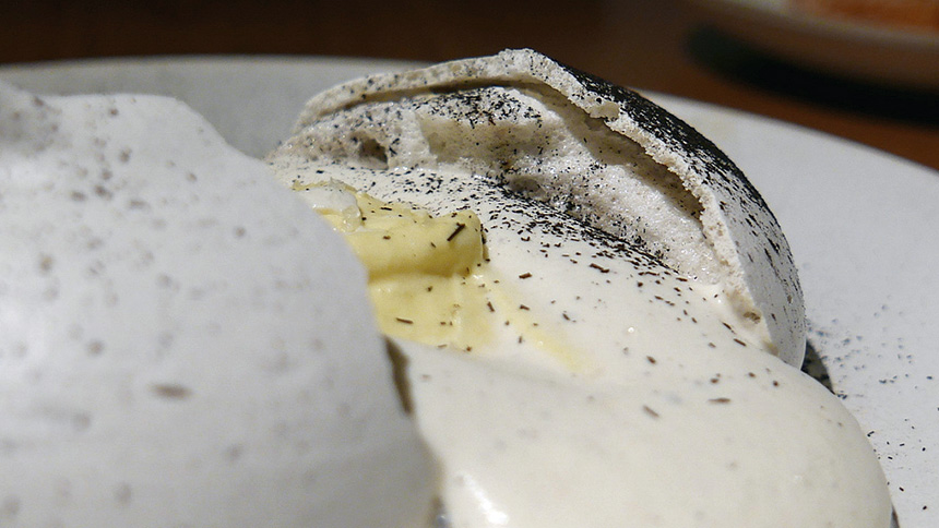 Husk meringue with corn mousse at Cosme in New York City