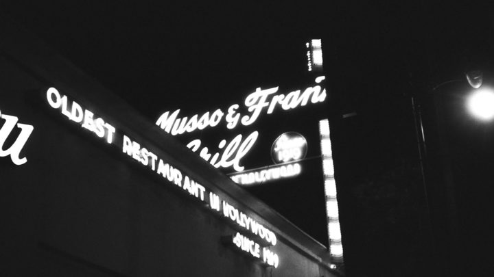 The exterior of Musso & Frank's Grill in Hollywood, California